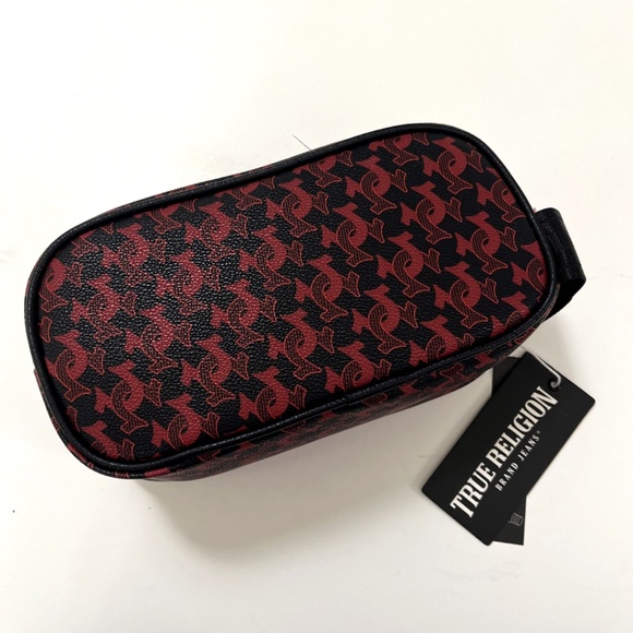 NWT TRUE RELIGION Loaf Toiletry Travel Bag Red Black Horseshoe Logo 9"x5" Bottle - Picture 6 of 9